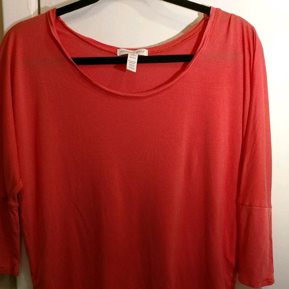 Salmon Colored Plus Size Slinky Shirt - Size 1X